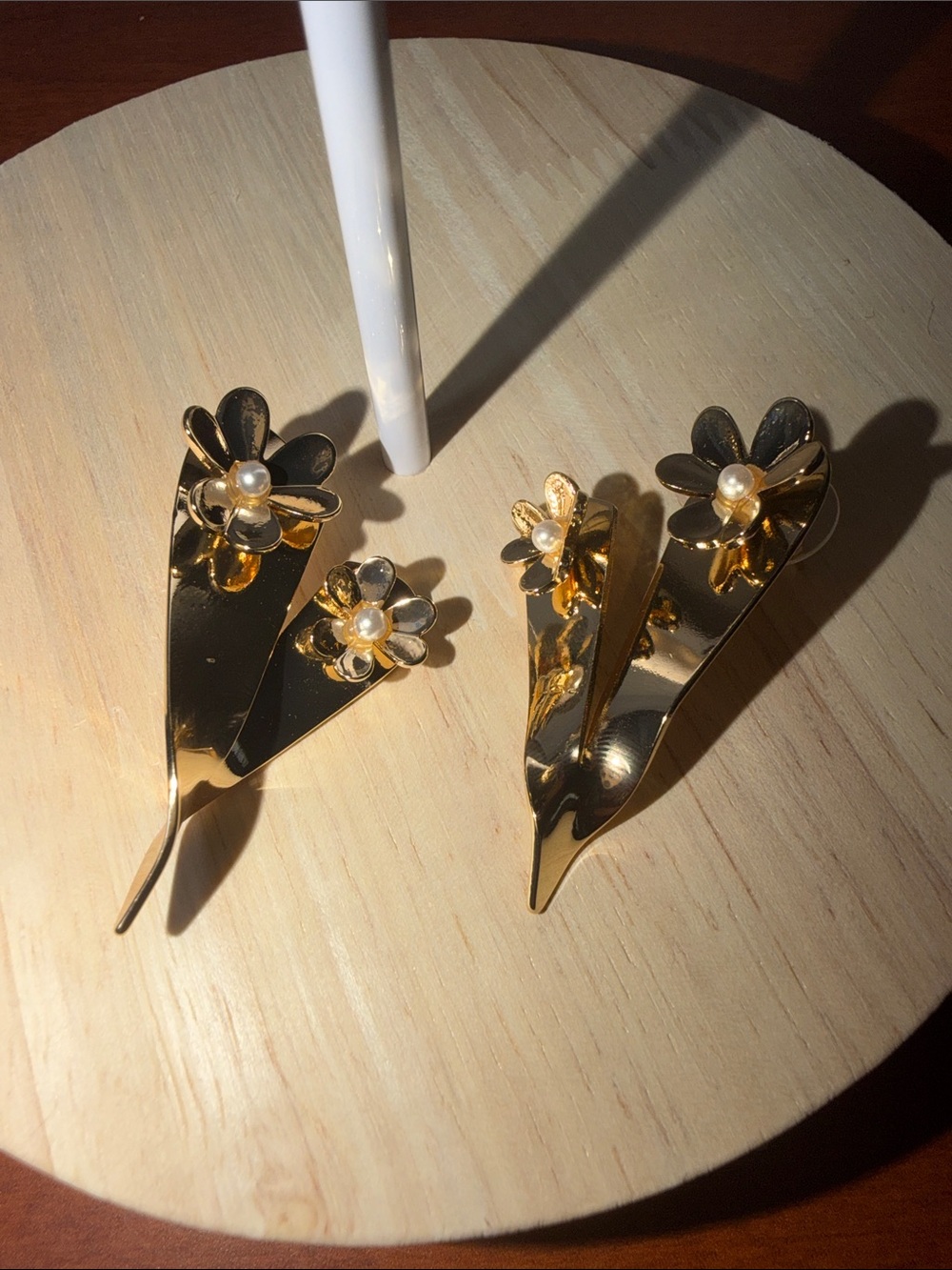 Gold flower earrings